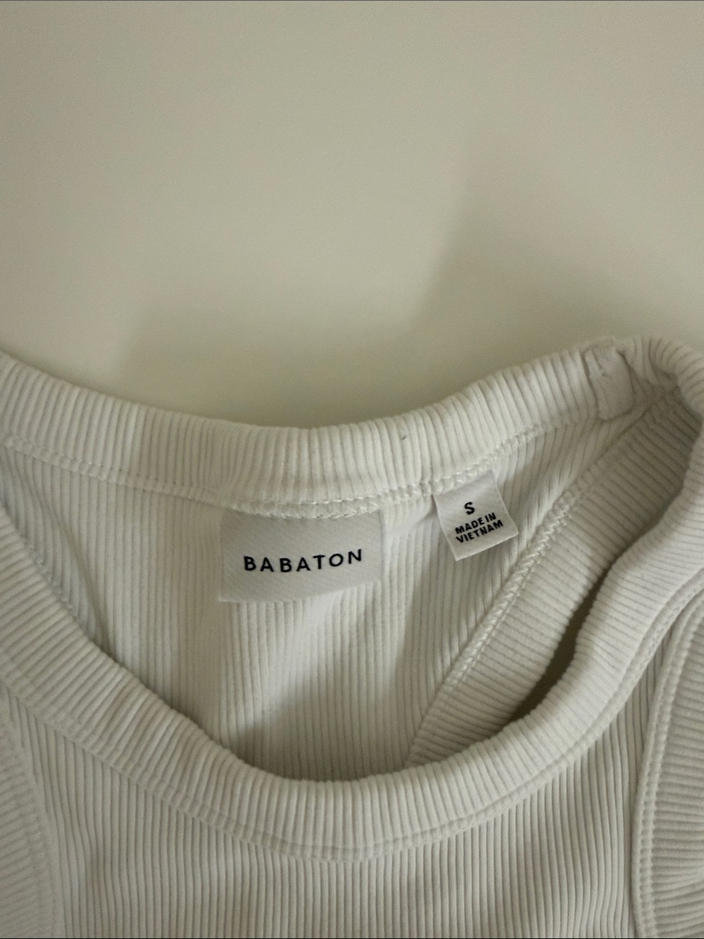 Aritzia Babaton White Ribbed Racerback Tank - Picture 3 of 3